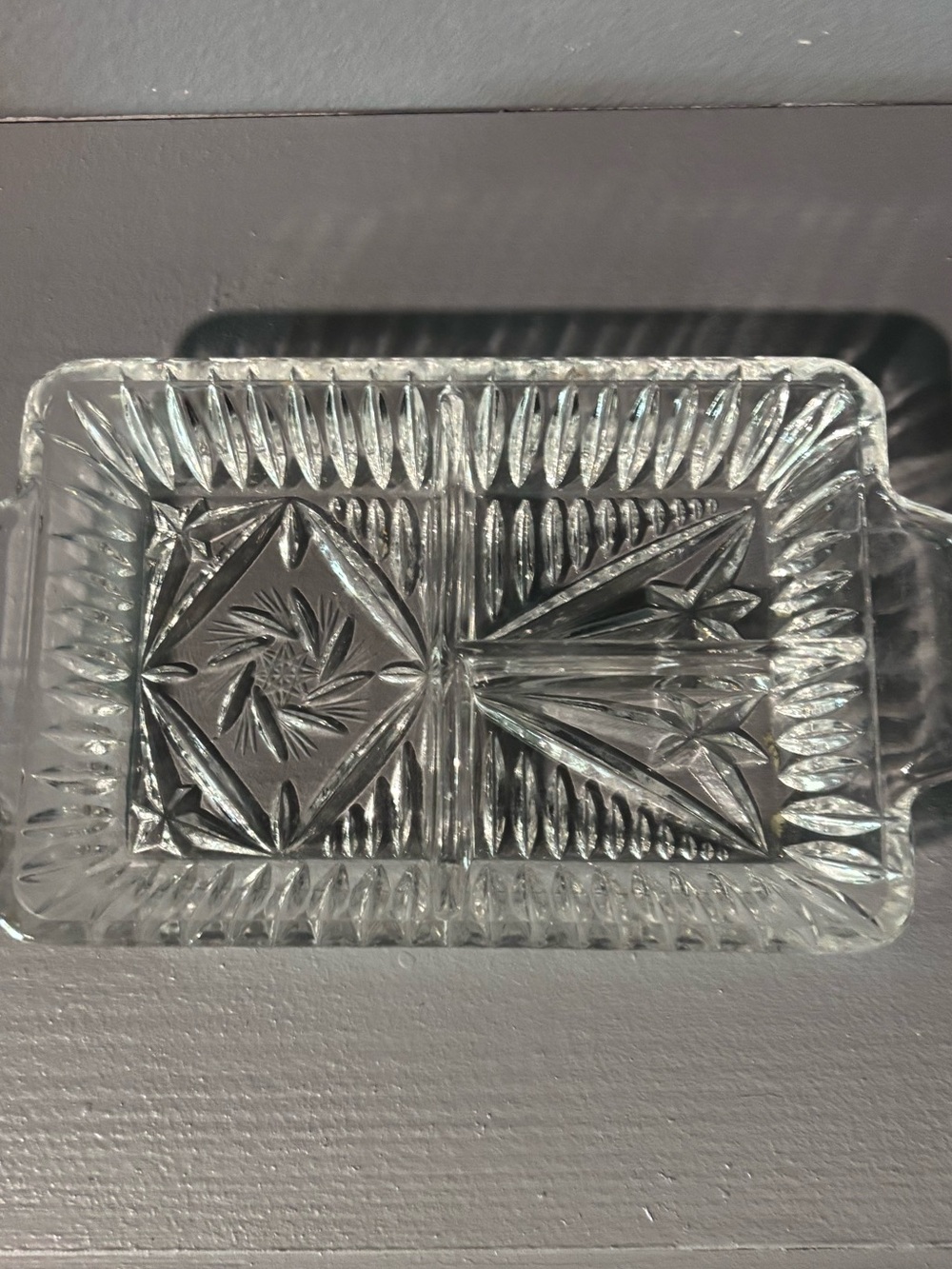 Clear Pressed Glass Rectangular Serving Dish with Handles